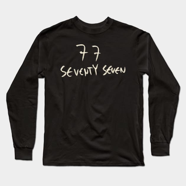 Hand Drawn Letter Number 77 Seventy Seven Long Sleeve T-Shirt by Saestu Mbathi